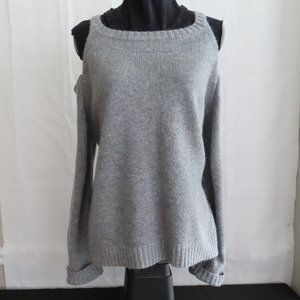 Light Grey Angora Blend Cold Shoulder Sweater - Elan (L) ❧